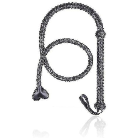Cheval fouet en cuir de vache véritable (noir) (1/5)