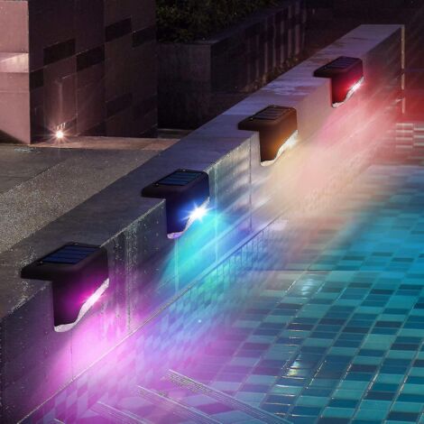 Crea – Éclairage de piscine solaire 4 lampes – Couleurs changeantes – Étanche et résistant aux intempéries – Installation facile avec vis ou adhésif