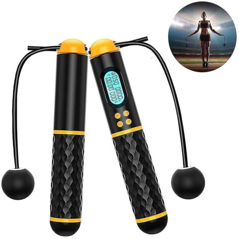 Corde à Sauter, Corde à Sauter sans Corde lestée numérique, Corde à Sauter sans Fil réglable pour l'entraînement physique à Domicile pour Femmes Hommes (1/5)
