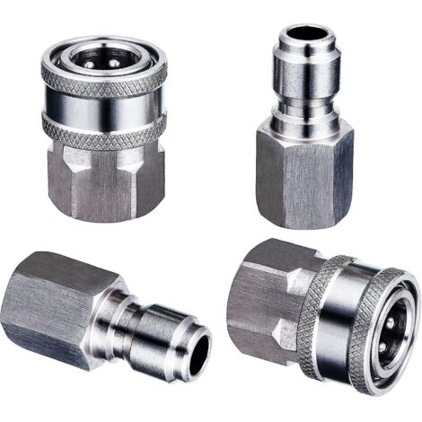 Pressure Washer Adapter 2 Sets 3/8 Inch Quick Connect Fittings Stainless Steel Pressure Washer Fittings Male And Female Power Washer Quick Disconne (1/5)