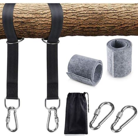 Arbre Swing Sangles Accessoire de Balançoire,1 paire Fixation pour Balançoire Sangles de Hamac avec 2 mousquetons à crochet en D et 2 coussins de protection pour arbres,Supporte Jusqu'à 1700 Kg (1/4)
