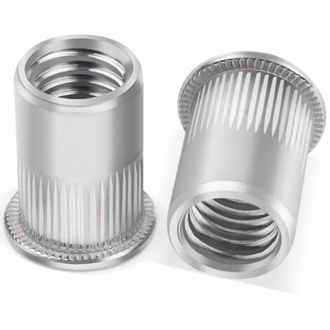 10 Pièces Insert M10, Écrous à Sertir Rivet Fileté, Écrou de Rivet Fileté en Acier Inoxydable Tête Plate Ecrou, Rivet Inserts Filetés Pour Métriques, Écrous à Riveter Aveugle Rivet Fileté (1/5)