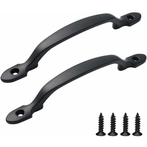 Poignée Meuble 2 Pièces Poignée de Traction de Porte Poignée de Porte d’Armoire Poignee Porte Coulissante avec Vis Poignées Noires pour Porte de Grange Armoires Jardin Remise (Noir) (1/4)