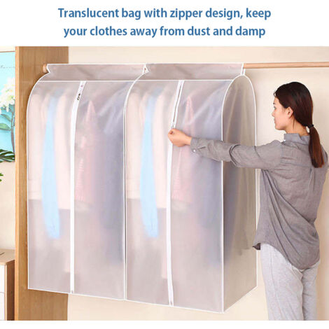 Eosnow Housse de protection pour vêtements, sac de rangement suspendu, translucide, anti-poussière, étanche pour garde-robe avec fermeture éclair complète