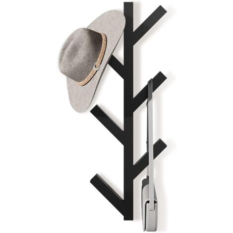 Porte-Manteau Patère Murale en Métal - 41CM Vertical Porte Manteau Mural avec 6 Crochets, Pour Suspendre Vestes, Manteaux, Chapeaux, écharpes et Sacs à Main - Noir (1/4)