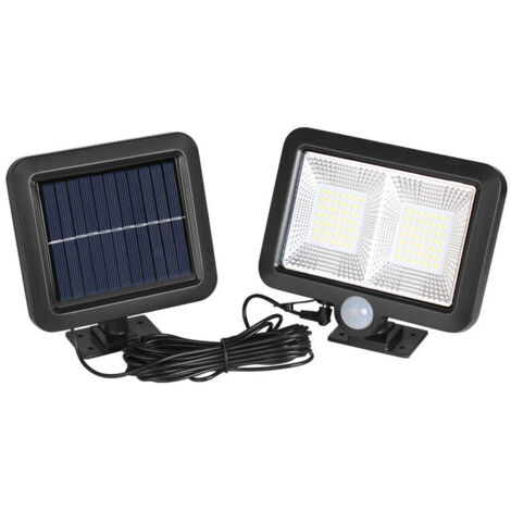 Lampe Solaire Exterieur Detecteur de Mouvement, LED Spot Solaire Exterieur, Étanche IP65 Angle d'éclairage de 120°, Lumière Solaire avec Câble de 5M pour Cabanon, Garage, Jardin, Balcon，Fonepro， (1/5)