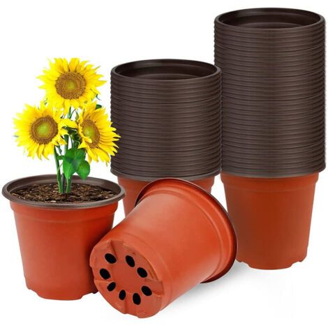 FOREHILL 100 Pièces Pot de Fleur Plantes en Plastique Pots de Semis avec Trous de Drainage pour Jardins Pépinières Potager