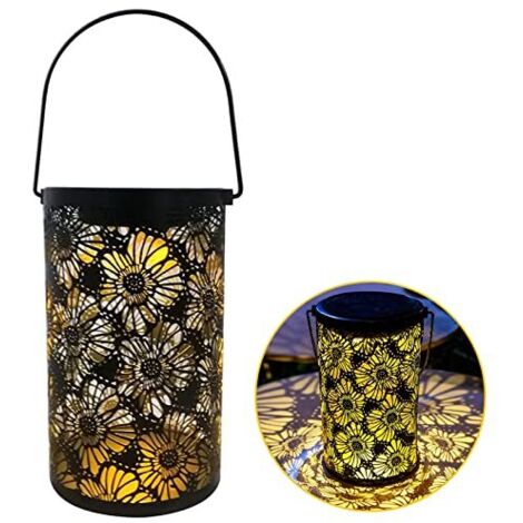 Lanterne Solaire Led Jardin, Lampe Solaire Exterieur Decorative Arbre, Decoration Jardin Exterieur Metal Lampe Suspendue, Terrasse Balcon Lanternes Solaires En Métal Blanc Chaud Fleur Vintage Etanche (1/5)