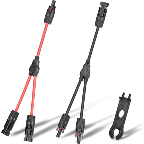 【32CM câble solaire Y2】6mm² câble solaire y distributeur, 1 paire 1Y2 panneau solaire y plug câble solaire + 1pc outil PV, Y plug câble PV balcon Power Plant pour système solaire module enfichable (1/5)