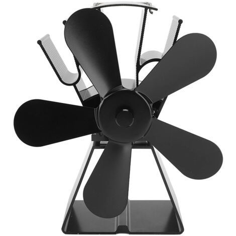 Ventilateur de cheminée à 5 pales, Base trapézoïdale, poêle thermoélectrique thermique pour poêles à kérosène, bois noir (1/5)