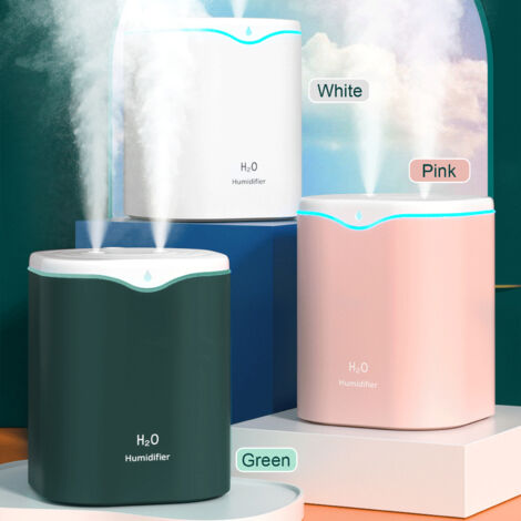 Humidificateurs à Double pulvérisation 2L, avec lumière LED, brume fraîche, arrêt automatique, bureau Portable, pour chambre à coucher, maison (1/5)