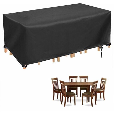 Bache Table de Jardin, Imperméable Bache Mobilier de Jardin Rectangulaire Housse, Anti-UV Robuste Housse de Protection Jardin, 250x110x90cm, Noir (1/5)