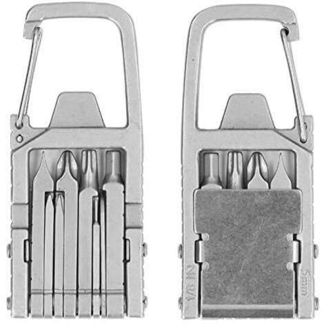 Porte-clés Multi-outils, Embout de Tournevis Multiple 12 en 1 en Acier Inoxydable Ouvre-bouteille Goupille de Retrait de Carte Mousqueton Support de Téléphone Règle Pliante (1/5)