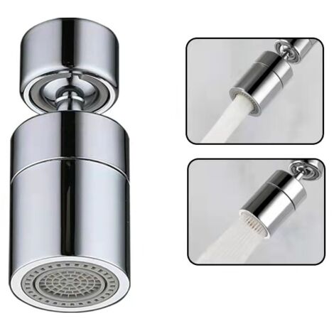 Aérateur de Robinet(Argent), 360° Pivotant Embout Robinet Cuisine, 2 Modes Mousseur Robinet Economie Eau, Brise jet Filtre Robinet Cuisine Salle De Bain lavabo