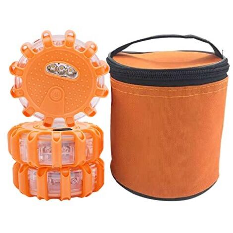 Gyrophare LED, Feux de Remorque LED sans Fil Étanche, Gyrophare Orange a Pile, Gyrophare Bleu Gyrophare Tracteur, Stroboscope Feux, Girophare pour Voiture Bateau Camion (Orange, 3 Pièces) (1/5)