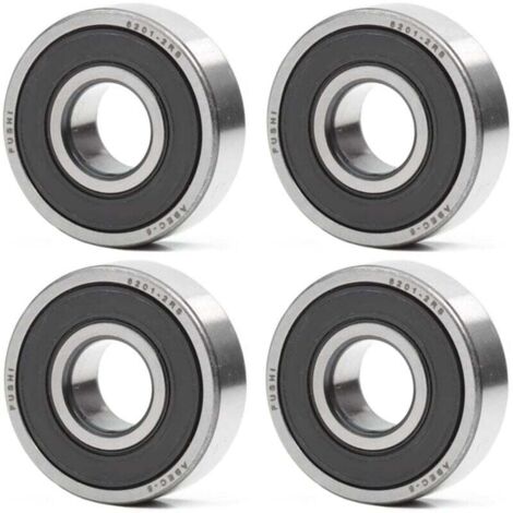 Forehill – Roulement à billes 12 x 32 x 10 mm – Double joint en caoutchouc – ABEC 5 – Pré-lubrifié – Lot de 4 pour machines de jardin et véhicules - 6201-2RS (1/5)