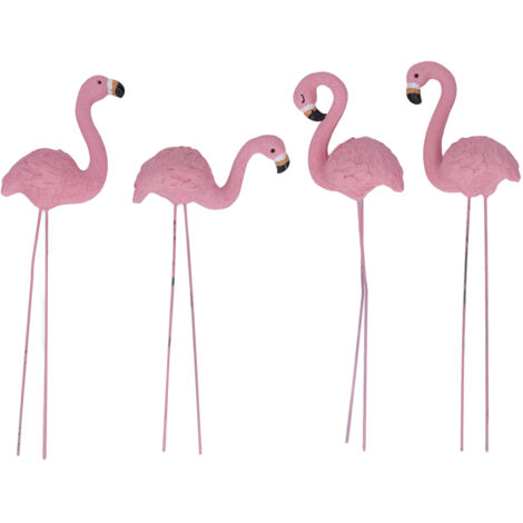 Eosnow Lot de 4 statues de jardin flamant rose aux détails raffinés, élégantes et vives, de petite taille, pour décoration de jardin, pelouse, patio, cadeaux