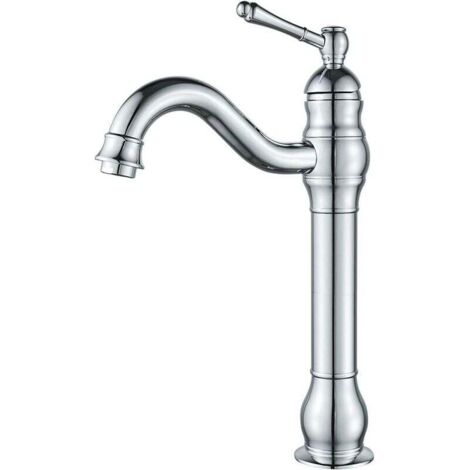 Robinet Lavabo Haut Rotatif à 360 °Mitigeur Lavabo Pour Salle De Bain Et Lavabo Robinet Salle Bain Robinet De Levier Monotrou Vasque, Chrome (1/5)