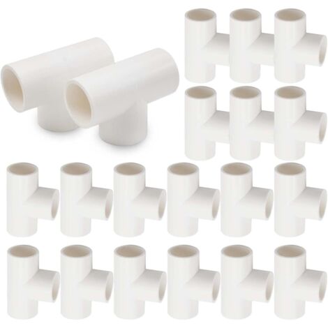 10 Pcs 20mm (1/2 ") raccord de tuyau en PVC-U à trois voies raccord de tuyau raccord de raccordement de tuyau d'eau de jardin (1/4)