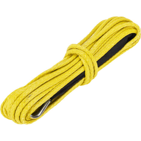 Corde synthétique de 15M, 7700LBS, cable de treuil de remplacement en Nylon pour Smittybilt SUV camion ATV UTVjaune (1/5)
