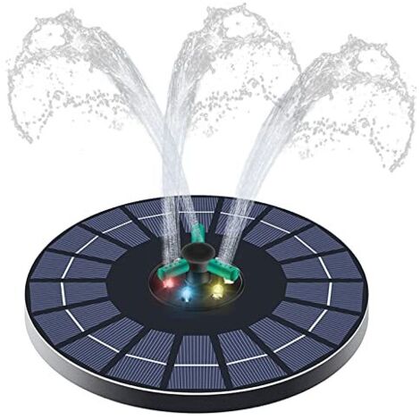 Fontaine Solaire pour Bassin avec LED, Fontaine A Eau Solaire Exterieure De Jardin, Fontaine Oiseaux Exterieur Solaire, Pompe Solaire pour Fontaine De Jardin Abreuvoir Oiseaux Lumineuse Flottante