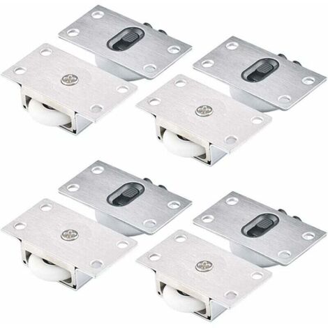 4 Paires Roues à Rouleaux pour Armoire Roues à Rouleaux pour Porte Coulissante Roulettes Placard Coulissant Galet de Armoire Porte Galet de Roulement de Porte pour Placard Fenêtre, (1/4)