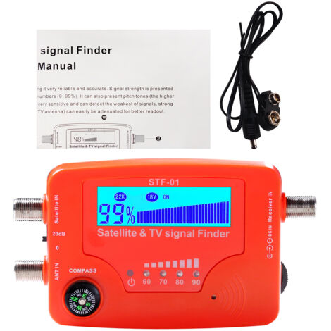 Détecteur de Signal Satellite et TV 2 en 1, LCD numérique Portable, mesure de la force d'antenne, avec boussole, alarme sonore (1/5)