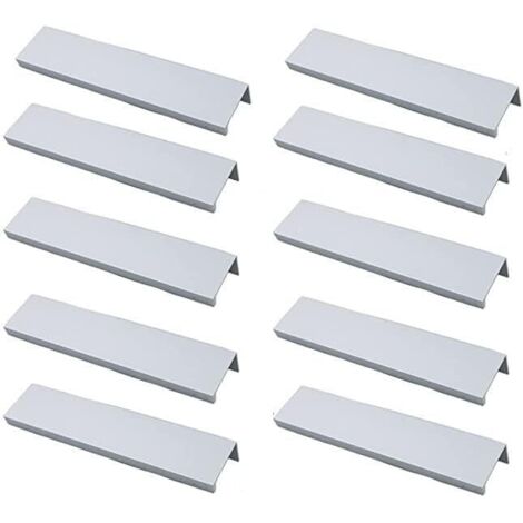 Jusch – Lot de 10 poignées de meuble en aluminium brossé – Poignées invisibles 96mm – Installation rapide avec vis incluses – Résistantes à la rouille (1/5)