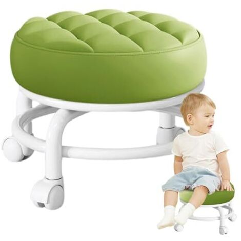 Petit Tabouret Roulant – Tabouret Réglable À 360° avec roulettes, Chaise À Siège Bas en Cuir PU, Tabouret Mobile pour La Maison (1/5)