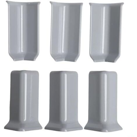 Lot de 6 blocs d'angle pour plinthe pour installation rapide sur plinthes de 8 cm de hauteur (M gris) (1/5)