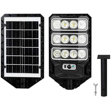 Lampadaire solaire extérieur avec télécommande, lampadaire solaire (extérieur), détecteur de mouvement, lampadaire solaire LED étanche pour parkings, cours et rues, 12 LED (1/5)