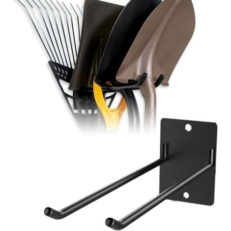 Étagère de rangement murale pour outils de garage, multi-usages, crochets métalliques réglables pour accrocher un râteau, un balai, une serpillère, un snowboard, un entrepôt ou un garage (1/5)