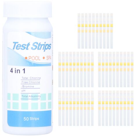 50 bandelettes de Test d'eau de spa de piscine 4 en 1, 50 points, sans chlore/brome, PH alcalinité (1/5)