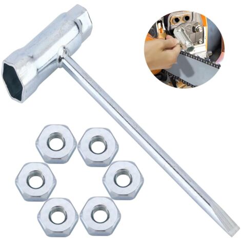 Clé à Bougie 13mm19mm avec 6 Écrous 8mm pour Stihl Tronçonneuse 017 019 020 023 025 036 046 048 MS170 MS230 MS360 MS640 et Plus (Clé en T avec 6 Écrous) (1/5)