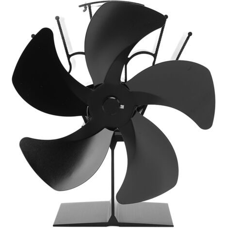 Ventilateur de poêle à chaleur à 5 pales, ventilateur thermique auto-générant pour poêle à bois, cheminée, noir (1/5)
