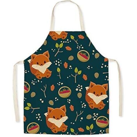 Tablier en lin pour enfant avec motif mignon, pour cuisine, peinture, jardinage (1/3)