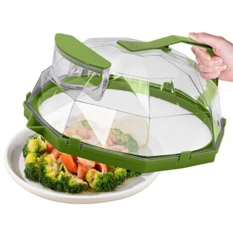 Couvercle pour micro-ondes avec poignée, couvercle pour micro-ondes de 26 cm, résistant aux éclaboussures, injection d'eau spéciale, couvercle de conservation pour chauffer les aliments, vert (1/5)