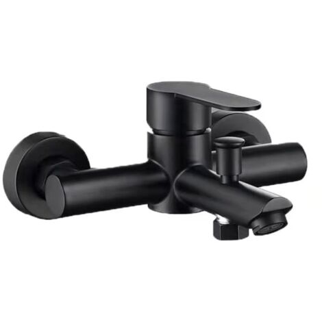 Linghhang – Mitigeur de baignoire en acier inoxydable noir – 2 trous avec déviateur pull-up – Cartouche céramique – Résistant à la corrosion (1/5)