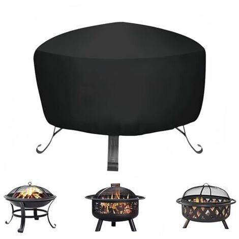 Housse de Protection pour Braséro Rond, Imperméable, Noir, PVC, Couvre-Feu, Jardin Patio Extérieur (808065cm) (1/5)