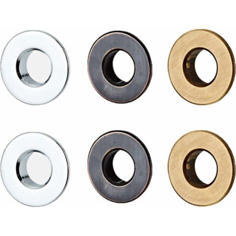Linghhang – Lot de 6 anneaux de trop-plein en laiton – Finition chrome et patine noire – Diamètre 30mm pour évier de salle de bain ou cuisine (1/5)
