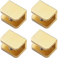 Pack Of 4 Glass Clamp, No-drill-on-glass Glass Holder Shelf Bracket Clip Support (for 10mm-12mm Glass, Gold)