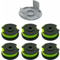 Bobine de remplacement pour brosse Ryobi RAC142 36V, accessoire pour tondeuse, bobine de remplacement pour tondeuse, pour brosses radio RLT36B33 et RY36LT33A-0 (6 bobines + 1 capuchon)