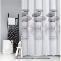 Shower Curtain 200x200 Textile Gray Pebble Mold-resistant And Water-repellent Shower Curtain