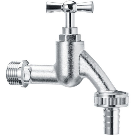 Robinet de Jardin avec Raccord pour Tuyau d'Arrosage et Raccord Rapide, Robinet d'Eau, Entrée 1/2" - Soupape Champignon, Robinet à Bavette (1/5)