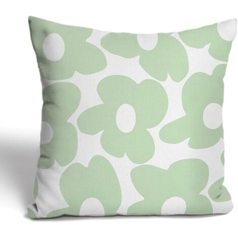 Décor de chambre pastel danois - Esthétique pastel danois - Housse de coussin marguerite vert sauge (18"x18") (1/5)
