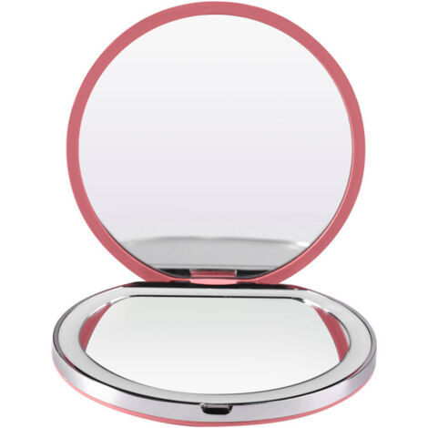 Miroir éclairé de poche à Charge rapide Usb, grossissement 1x/2x-lumière du jour Led, portable (1/5)