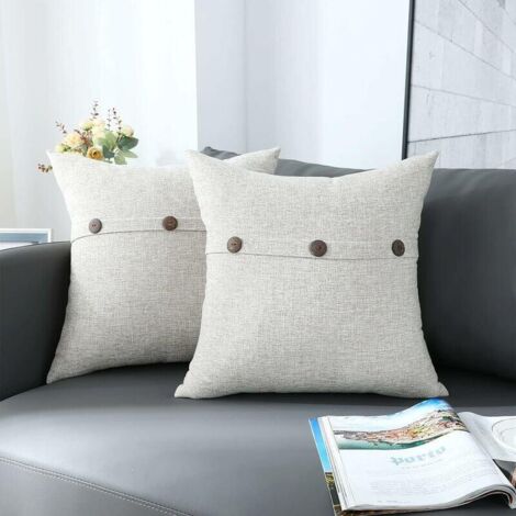 Autre décoration pour Noël Housse de Coussin Lot de 2 45x45cm Décoratif Ferme Bouton Triple Taie d'oreiller Decoration Maison Salon Chambre pour Canapé Auto Chaise (1/5)
