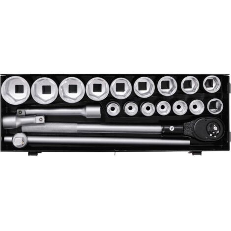 Bgs Technic – Coffret cliquet et douilles 20 mm – 20 pièces avec douilles hexagonales de 19 à 50 mm – Acier au chrome-vanadium – Longueur cliquet 495 mm (1/5)