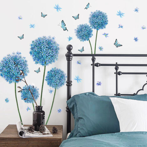 Un lot de Stickers muraux PISSENLITS papillons plantes nature,autocollant sticker mural pour salon chambre cuisine salle de bains (1/4)
