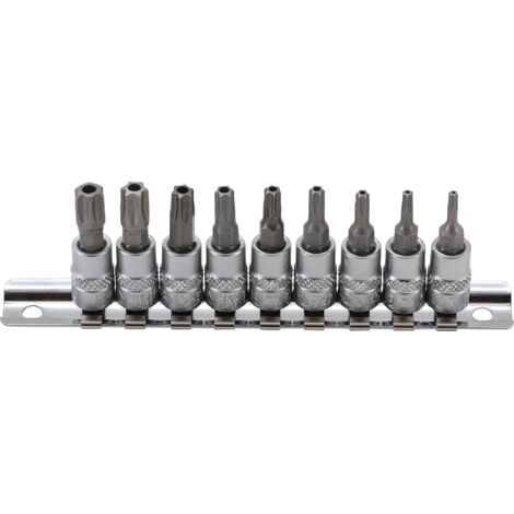 Jeu de douilles à embouts 6,3 mm (1/4") Profil T (pour Torx) avec perçage T10 - T50 9 piéces (1/2)